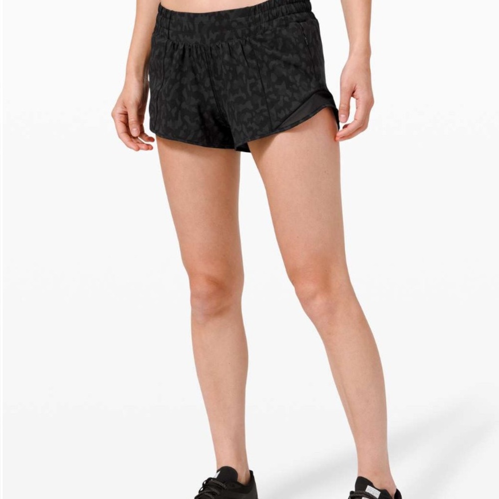 Lululemon Hotty Hot Shorts, Black Camo, Size 6